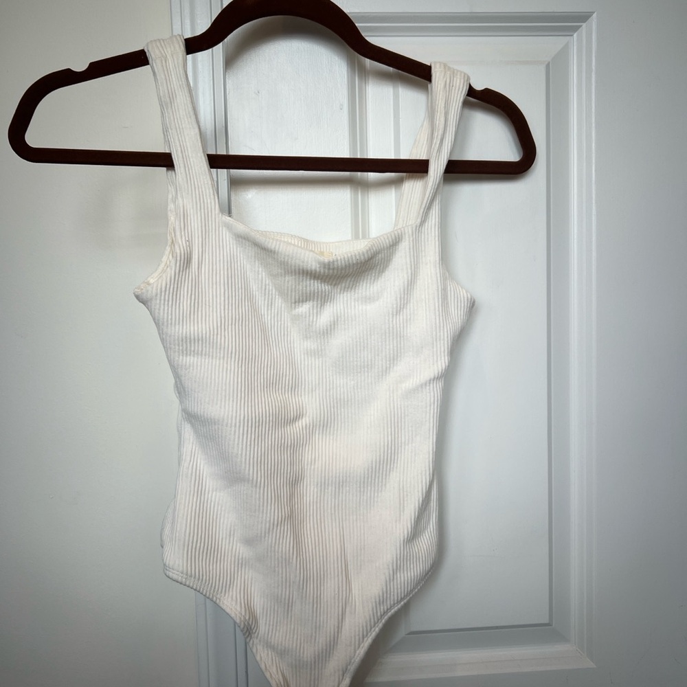 By Together Cream Ribbed Tank Bodysuit